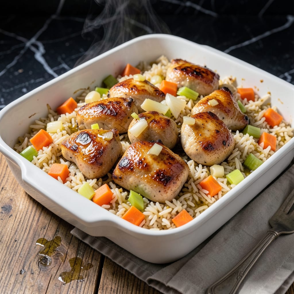 Chicken and Vegetable Rice Bake Recipe: Oven-Baked Comfort in One Dish