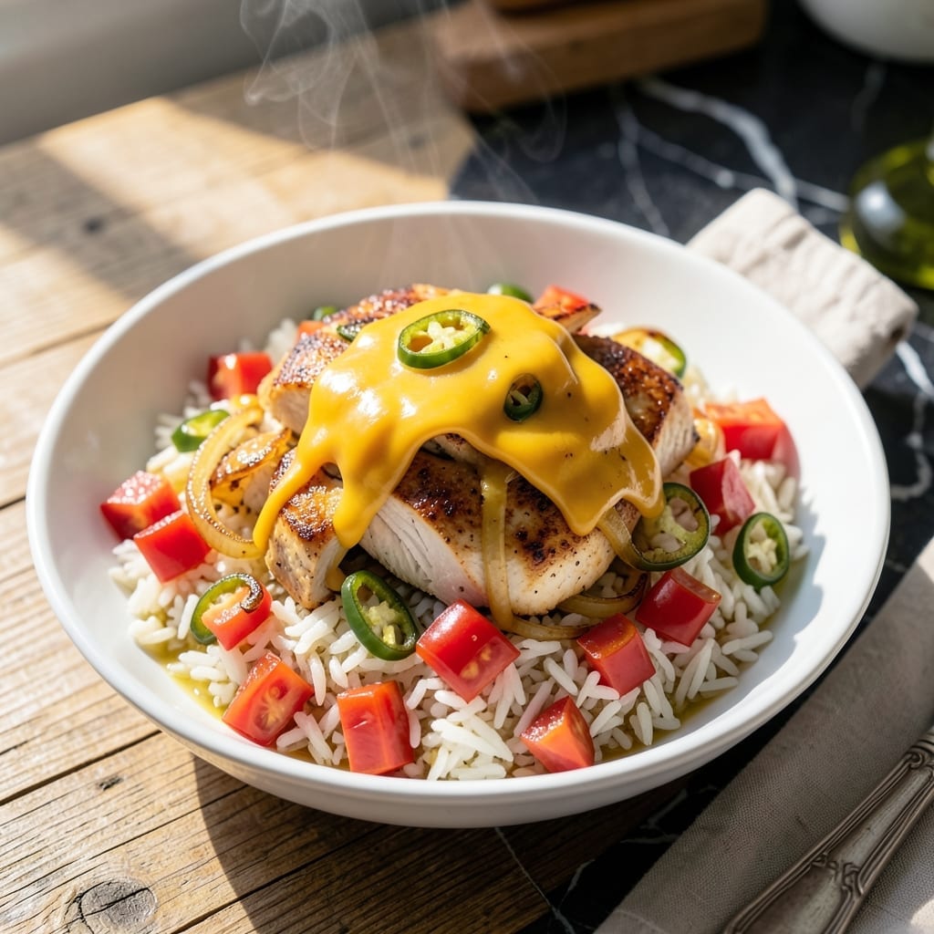 Chicken Rice Rotel Cheese Recipe: Spicy Cheesy One-Pot Meal Chicken Rice Rotel Cheese Recipe: Spicy Cheesy One-Pot Meal
