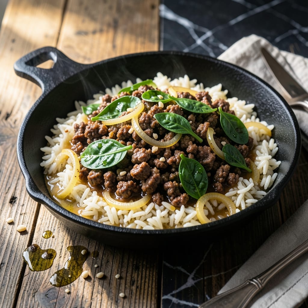 Ground Beef Spinach Rice Recipe: Savory One-Skillet Supper