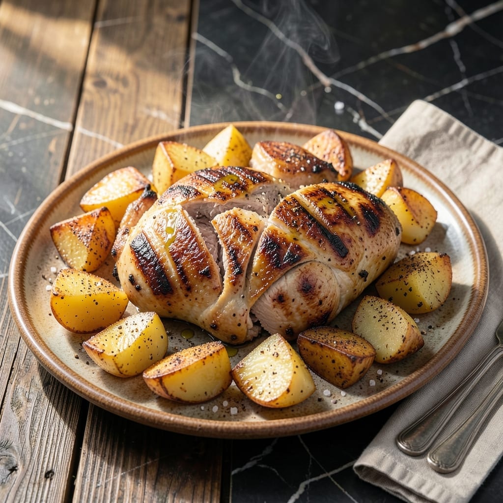 Grilled Chicken and Potatoes Recipe: One-Pan Smoky Char Grilled Chicken and Potatoes Recipe: One-Pan Smoky Char