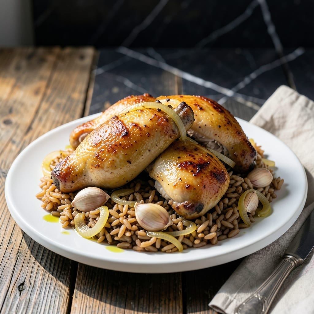Baked Chicken With Brown Rice Recipe: One-Pan Meal With Fluffy Grains