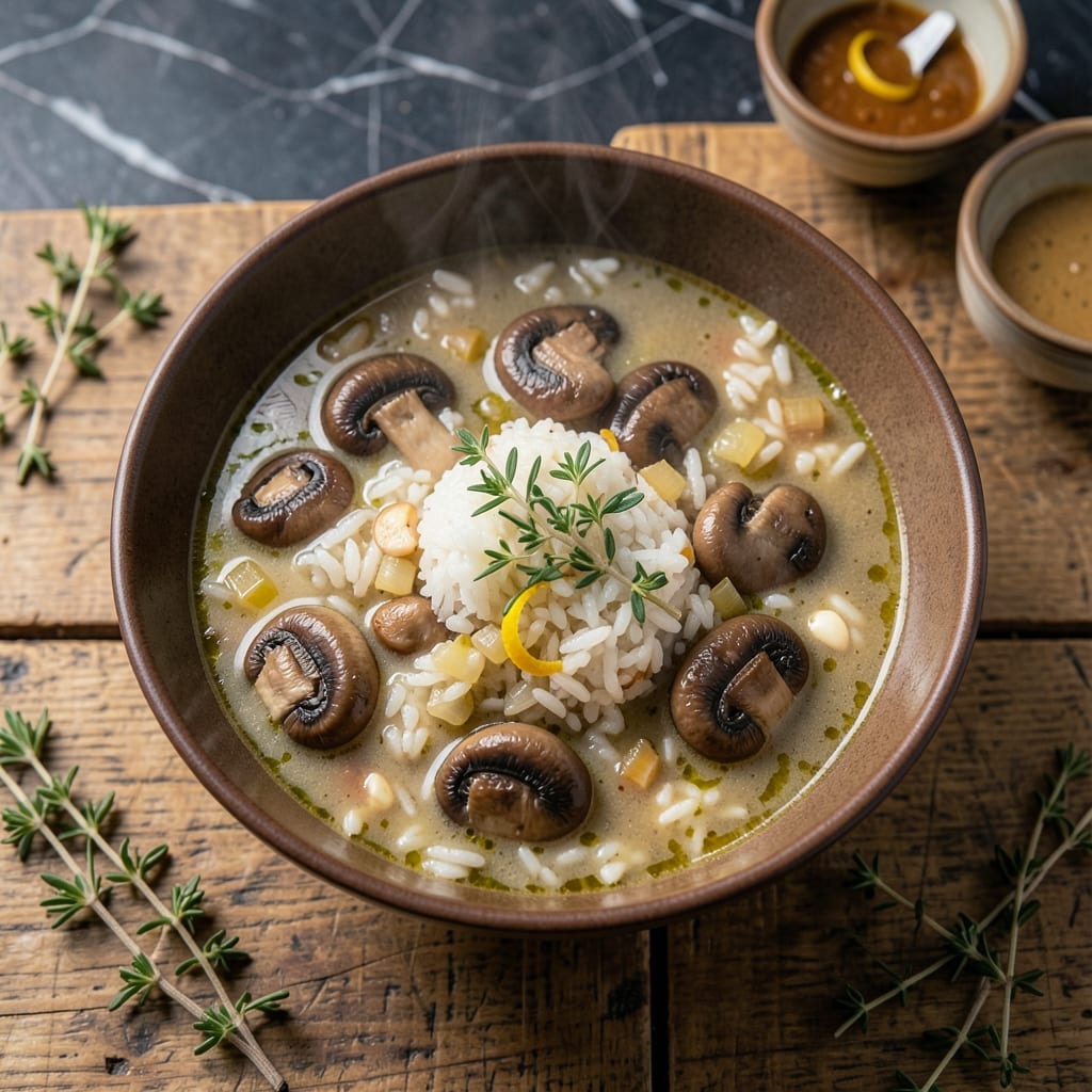 Recipe For Rice and Mushroom Soup: Earthy Umami in a Steaming Bowl Recipe For Rice and Mushroom Soup: Earthy Umami in a Steaming Bowl