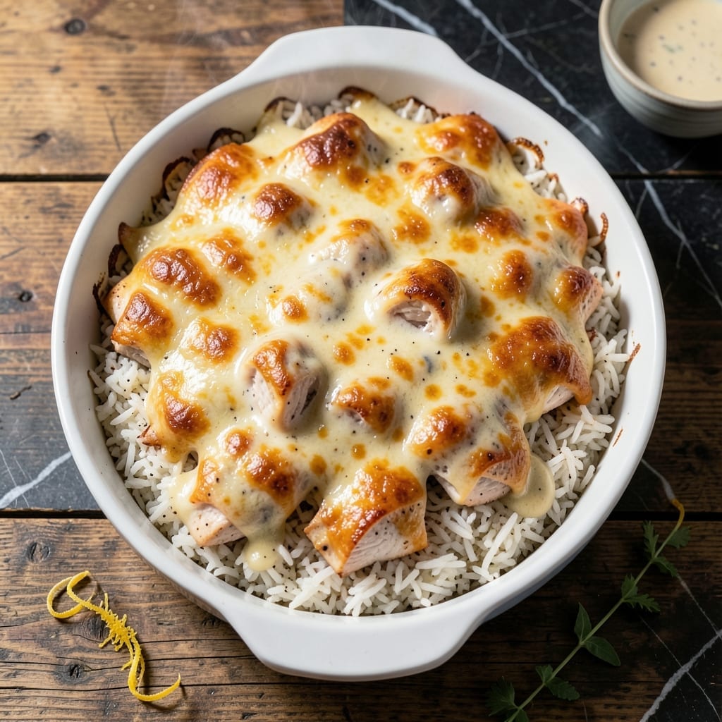 Creamy Chicken and Rice Casserole Recipe: Baked Comfort With a Golden Crust