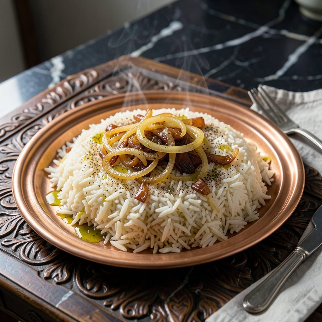 Dubai Rice Recipe: Middle Eastern Spice With Caramelized Onions