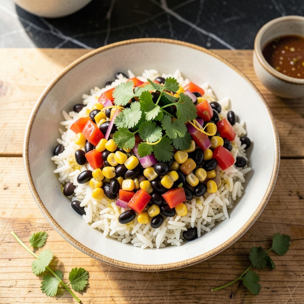 Corn Black Bean Rice Salad Recipe: Zesty Lime and Cilantro Freshness
