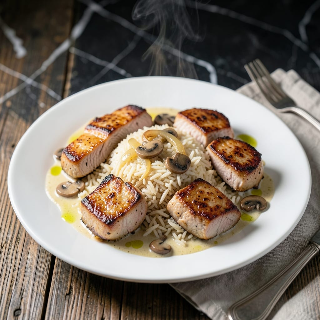 Campbell's Pork Chop and Rice Recipe: Creamy Mushroom Gravy Over Fluffy Grains