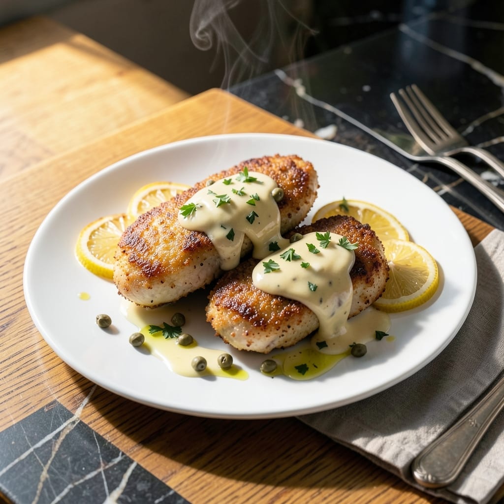 Healthy Chicken Piccata Recipe: Lemon-Caper Sauce With Light Crisp Cutlets