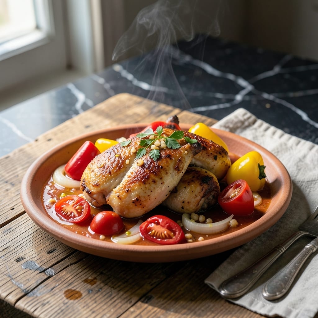 Basque Chicken Recipe: Peppers and Tomatoes in a Rustic Stew