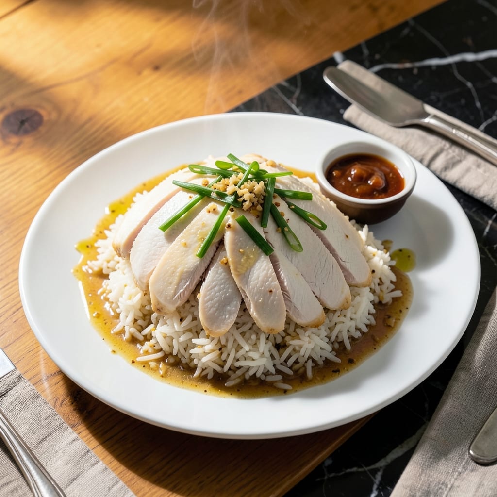 Healthy Hainanese Chicken Rice Recipe: Fragrant Ginger-Garlic Aromatics