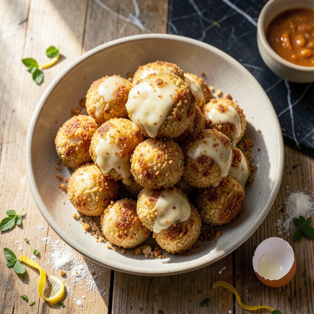 Cheesy Rice Balls Recipe: Crispy Exterior and Gooey Center