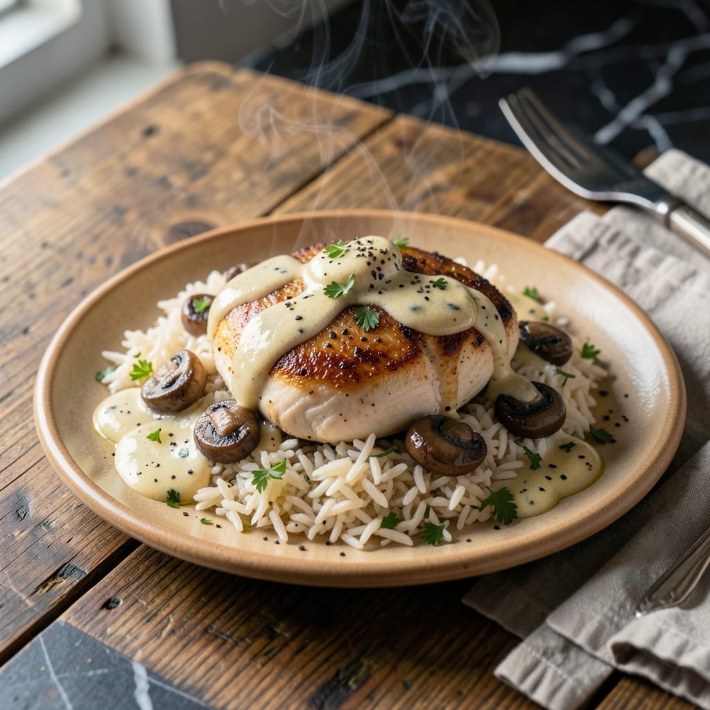 Chicken Breast Rice Cream Of Mushroom Recipe: Silky Sauce Over Fluffy Grains