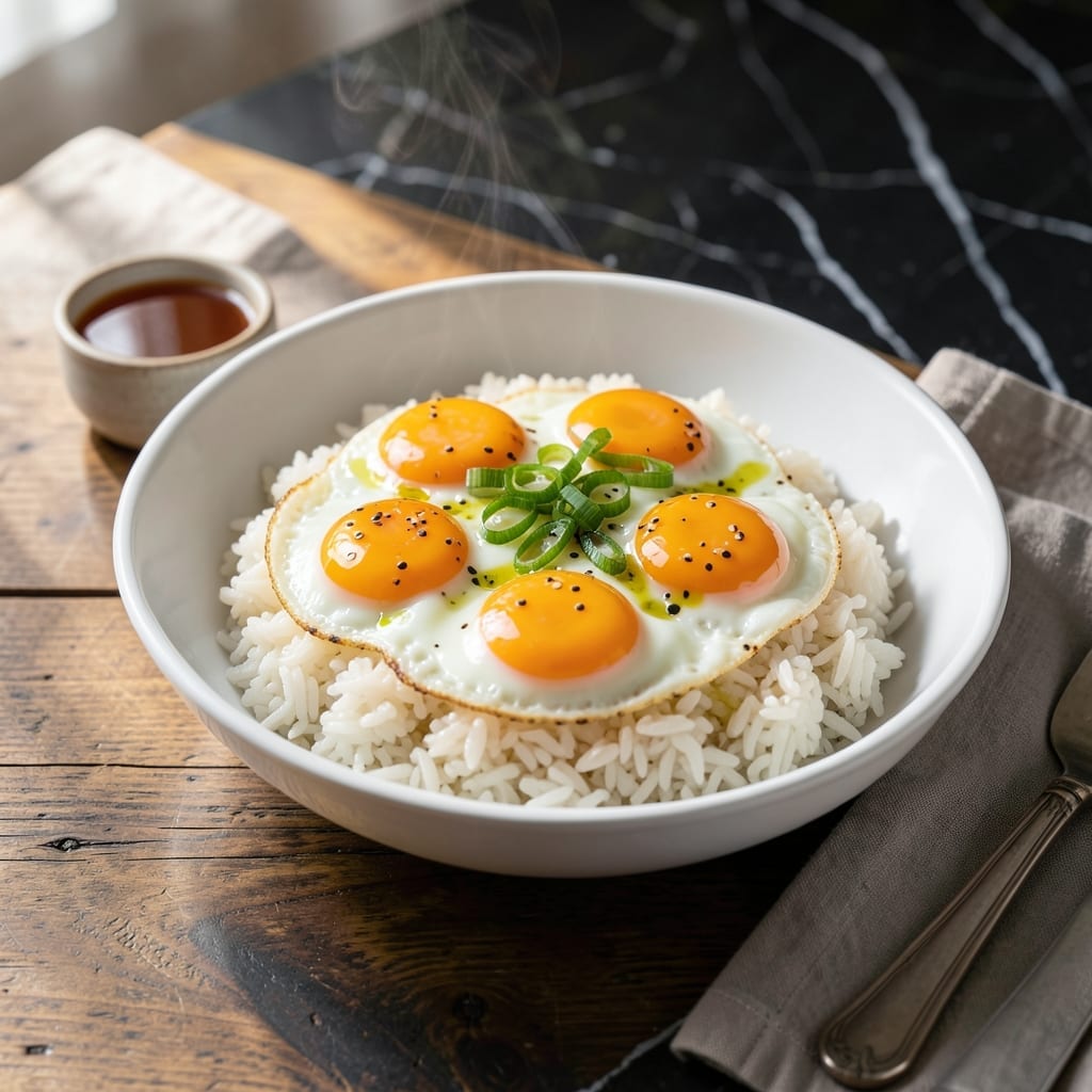 Eggs Over Rice Recipe: Silky Yolk Blanket on Steamed Grains Eggs Over Rice Recipe: Silky Yolk Blanket on Steamed Grains