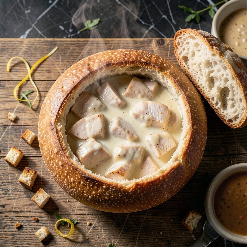 Chicken Bread Bowl Recipe: Hollowed Crust Filled With Creamy Comfort