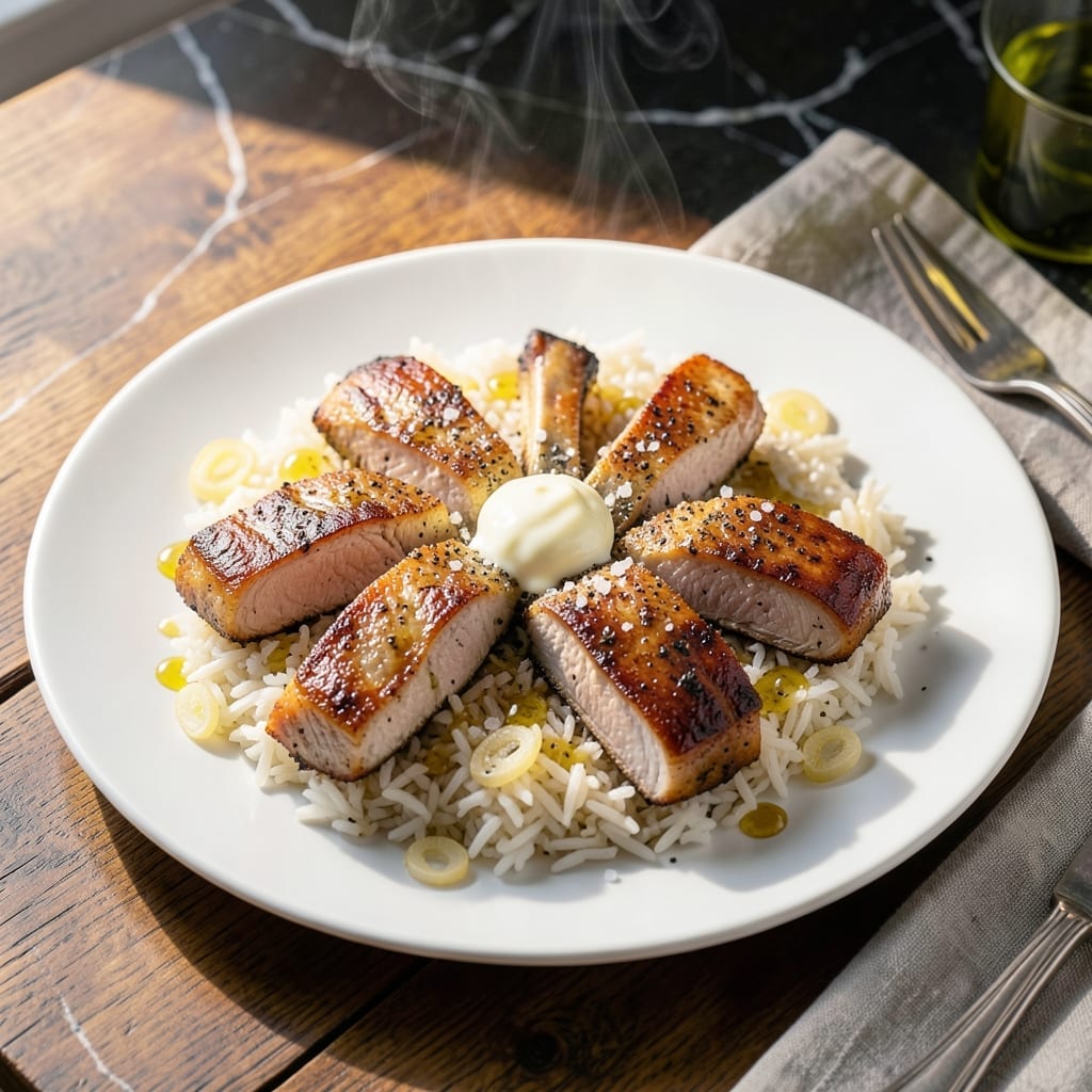 Pork Chops and Jasmine Rice Recipe: Garlic Butter Glazed With Aromatic Grains