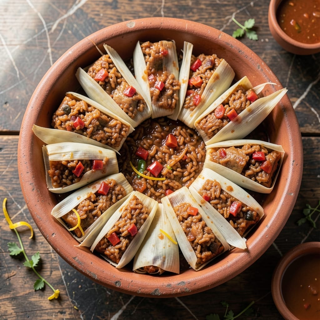 Guatemalan Rice Tamales Recipe: Steamed Corn Husks With Spiced Fillings Guatemalan Rice Tamales Recipe: Steamed Corn Husks With Spiced Fillings
