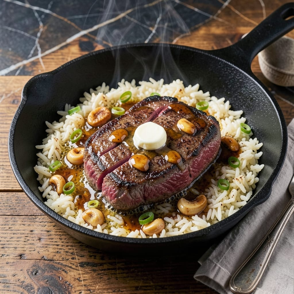 Honey Garlic Butter Steak and Rice Skillet Recipe: One-Pan Savory Indulgence Honey Garlic Butter Steak and Rice Skillet Recipe: One-Pan Savory Indulgence