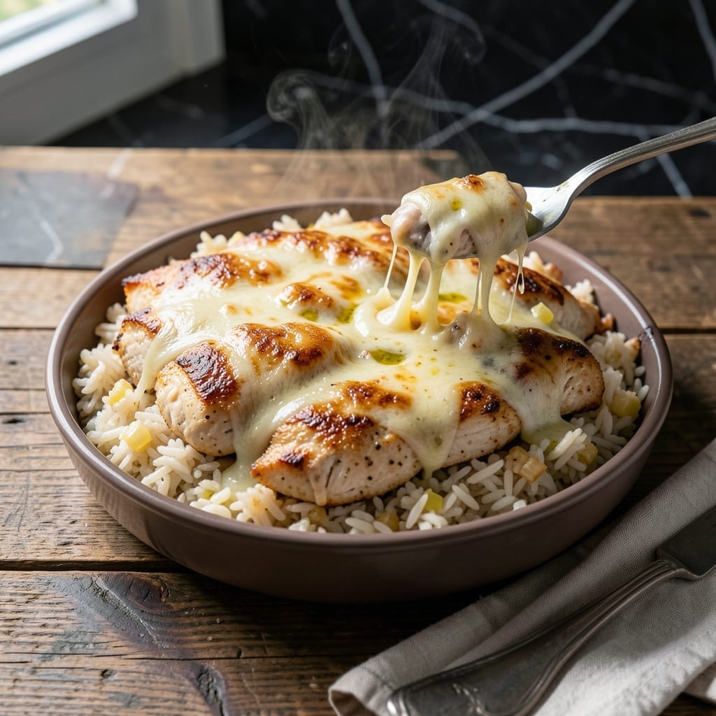 Cheesy Chicken Baked Rice Recipe: One-Pan Comfort with Melty Goodness