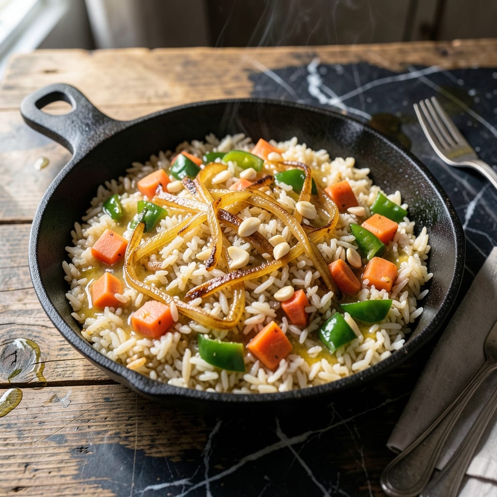 Farmers Rice Recipe: Rustic Skillet Tradition with Caramelized Veggies