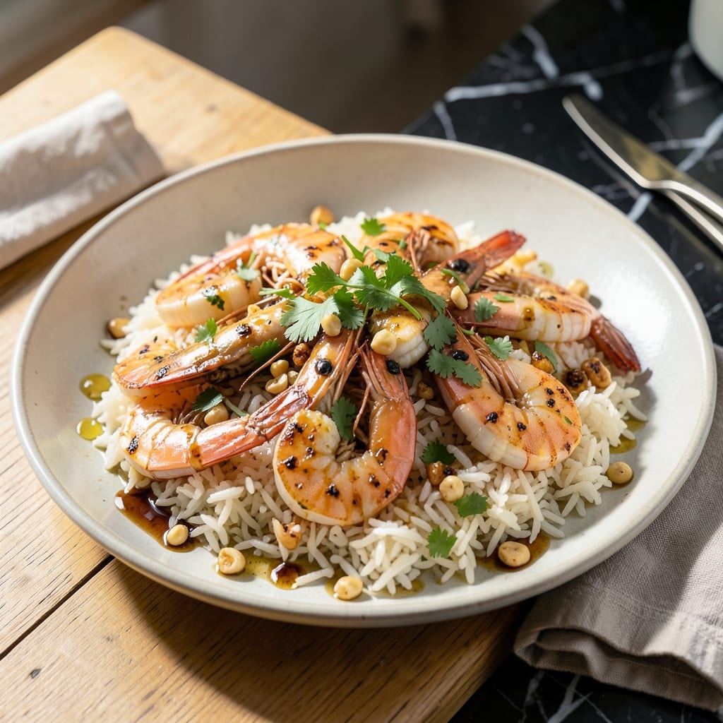 Garlic Shrimp and Rice Recipe: Wok-Seared Umami With Garden Herbs Garlic Shrimp and Rice Recipe: Wok-Seared Umami With Garden Herbs