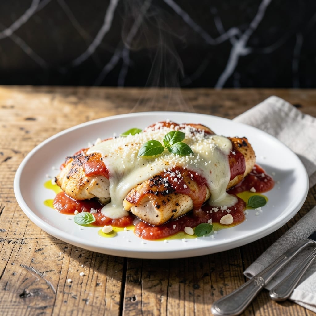 Chicken Parmesan Recipe No Breading: Melty Cheese Over Tender Cutlets Chicken Parmesan Recipe No Breading: Melty Cheese Over Tender Cutlets