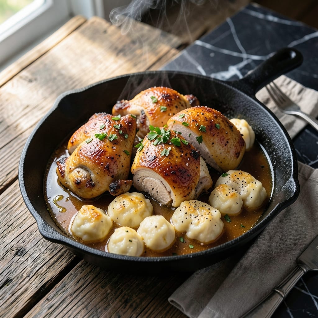 Roasted Chicken and Dumplings Recipe: Fluffy Pillows in Savory Broth Roasted Chicken and Dumplings Recipe: Fluffy Pillows in Savory Broth