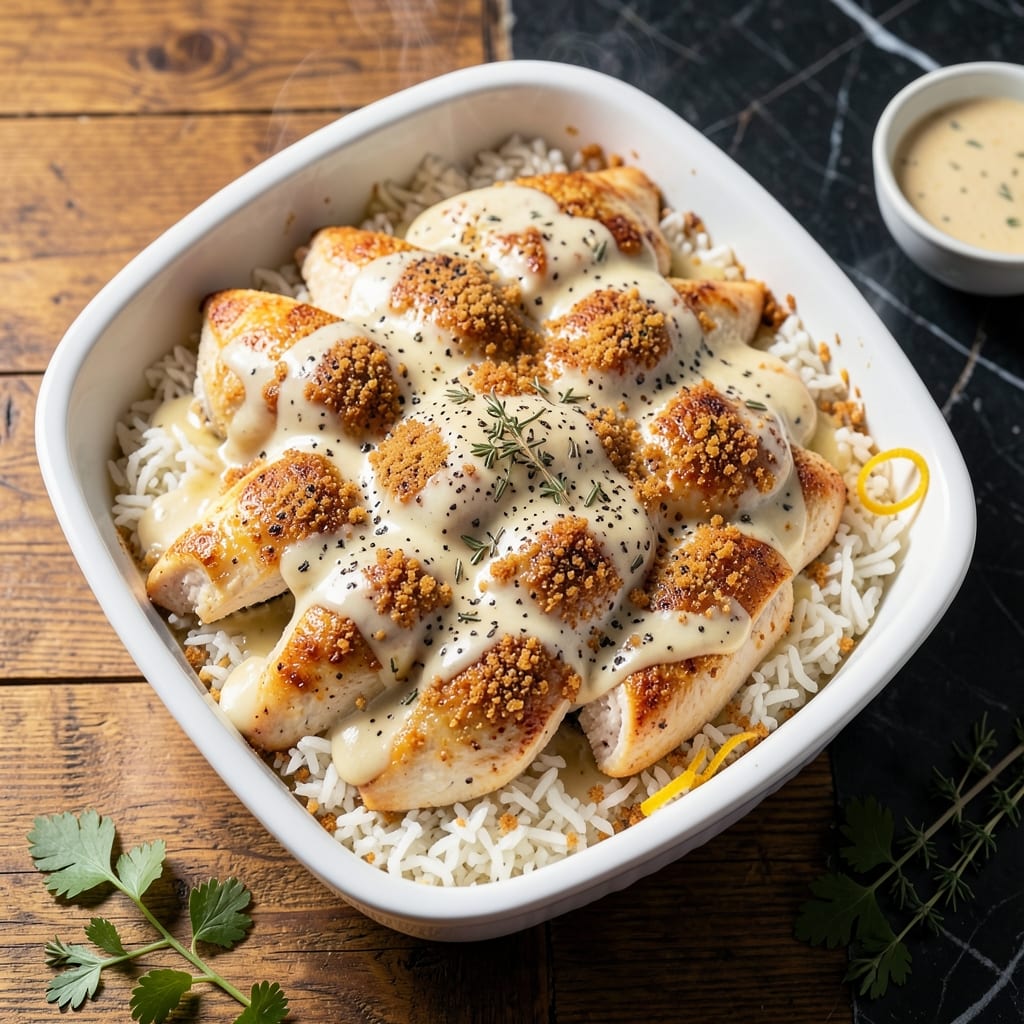 Angel Chicken Rice Casserole Recipe: Creamy Baked Comfort With a Crunchy Top