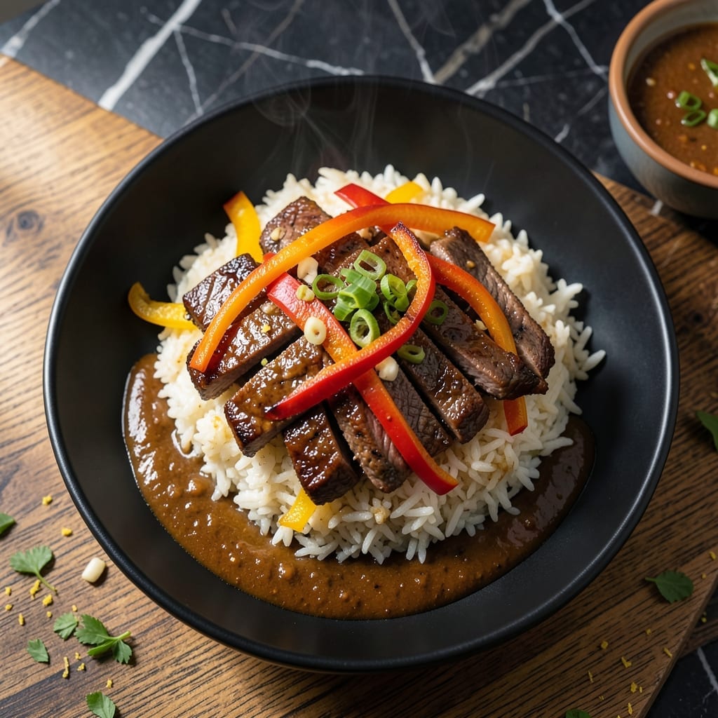 Beef and Pepper Rice Bowl With Hoisin Sauce Recipe: Wok-Tossed Umami Bomb Beef and Pepper Rice Bowl With Hoisin Sauce Recipe: Wok-Tossed Umami Bomb
