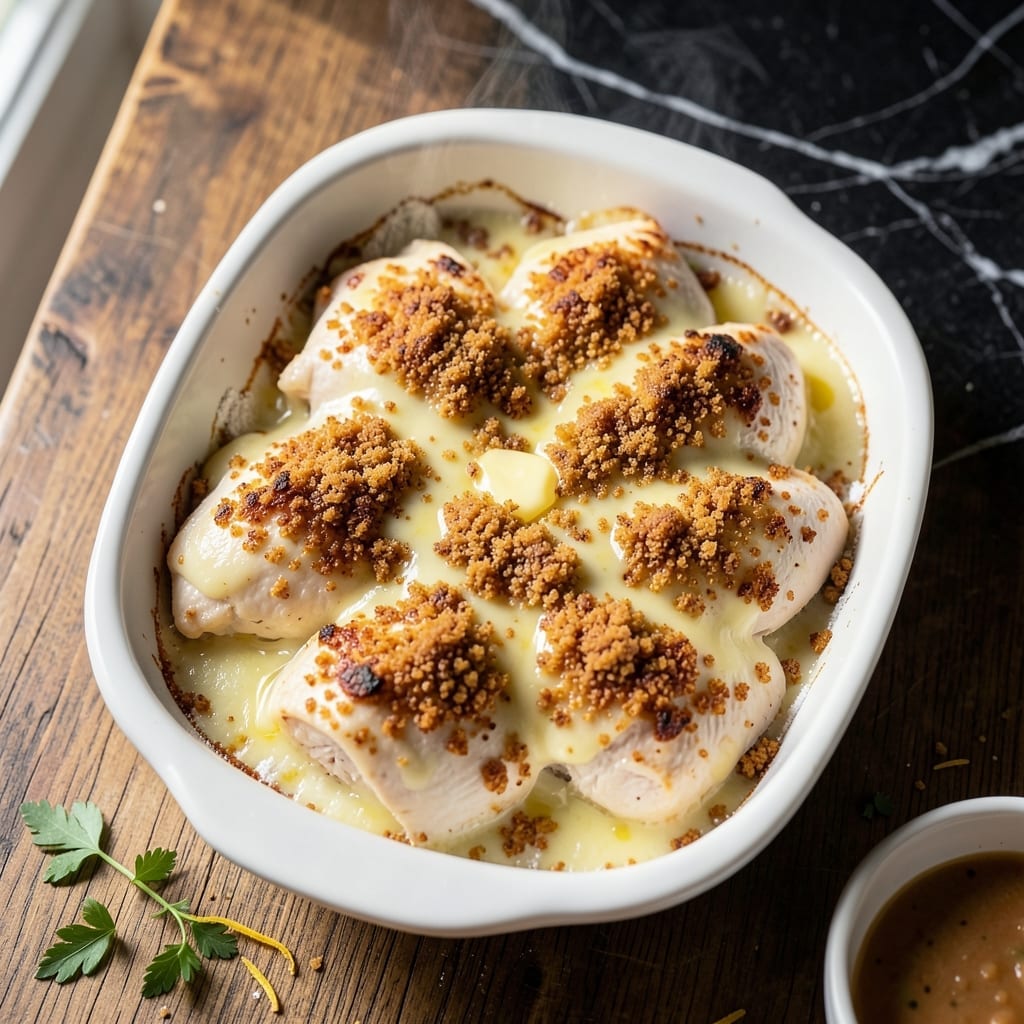 Swiss Chicken Bake Recipe: Melted Cheese and Crispy Breaded Topping Swiss Chicken Bake Recipe: Melted Cheese and Crispy Breaded Topping