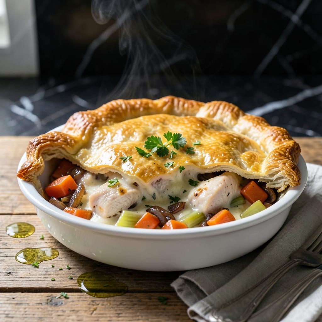 Chicken Pot Pie Recipe: Flaky Crust Over Savory Filling