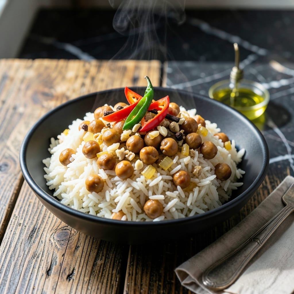 Chhole Rice Recipe: Spiced Chickpeas Over Fragrant Basmati