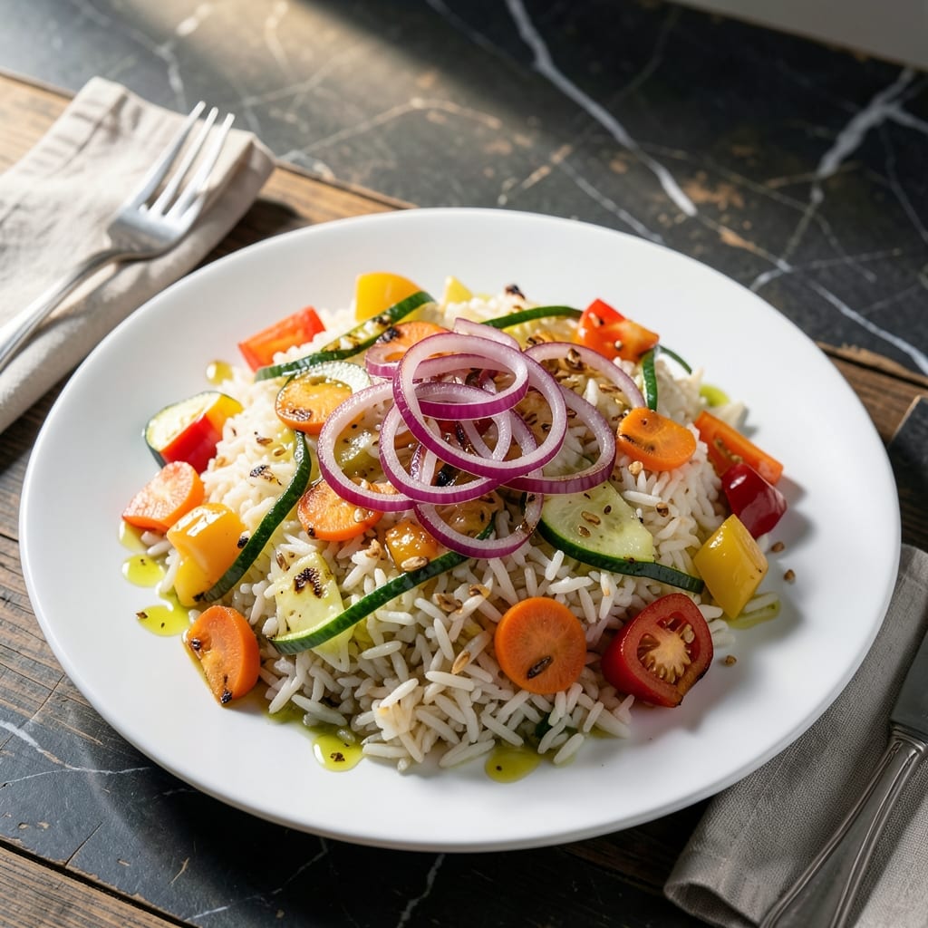 Rice Vegetarian Recipe: Nutty Basmati With Garden Vegetables