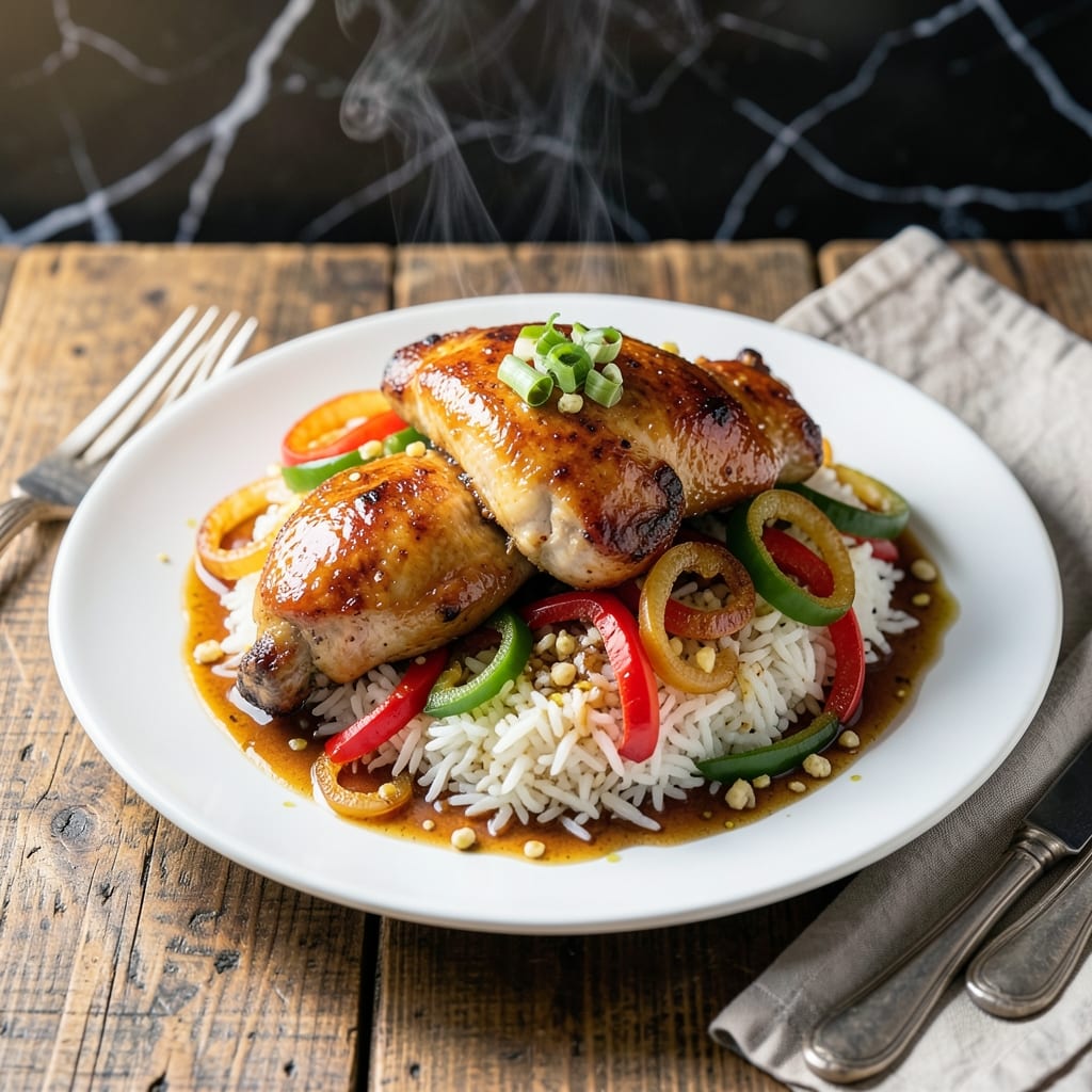 Chicken Onion Peppers Rice Recipe: Stir-Fried Street Food Flavor