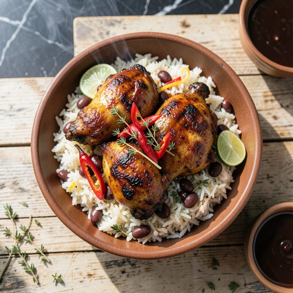 Jamaican Jerk Chicken, Rice and Peas Recipe: Caribbean Sunday Dinner Classic