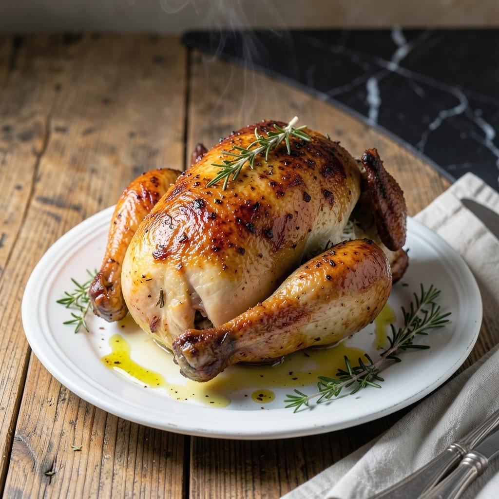 Roast Young Chicken Recipe: Golden Skin and Succulent Meat