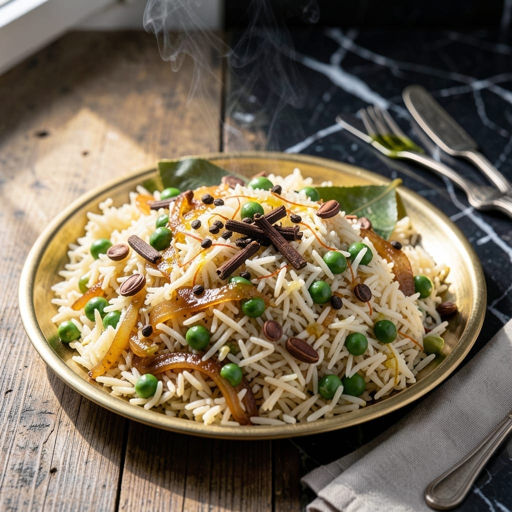 Indian Basmati Rice With Peas Recipe: Fragrant Grains With Garden Sweetness Indian Basmati Rice With Peas Recipe: Fragrant Grains With Garden Sweetness