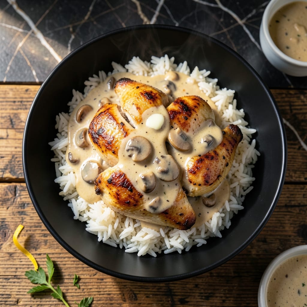 Chicken and Rice Recipe Cream of Mushroom Onion Soup: Velvety Gravy Over Fluffy Grains