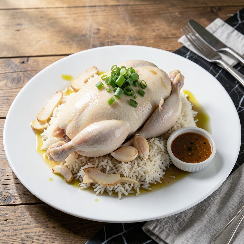 Instant Pot Hainanese Whole Chicken Rice Recipe: Pressure-Cooked Tender Chicken With Aromatic Rice