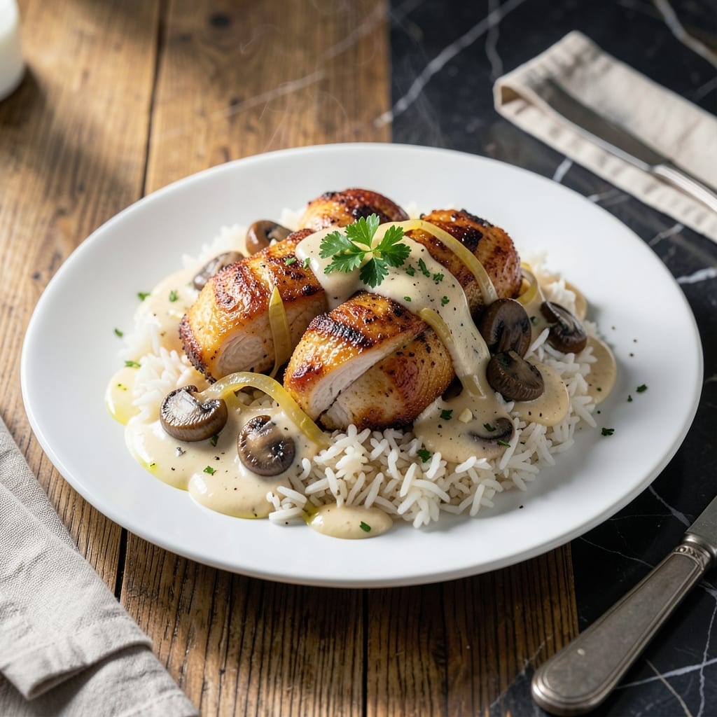 Creamy Mushroom Chicken and Rice Recipe: One-Pot Comfort With Tender Bites
