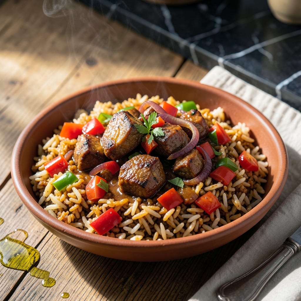 Ghanaian Jollof Rice Recipe With Beef: West African Spiced One-Pot Delight