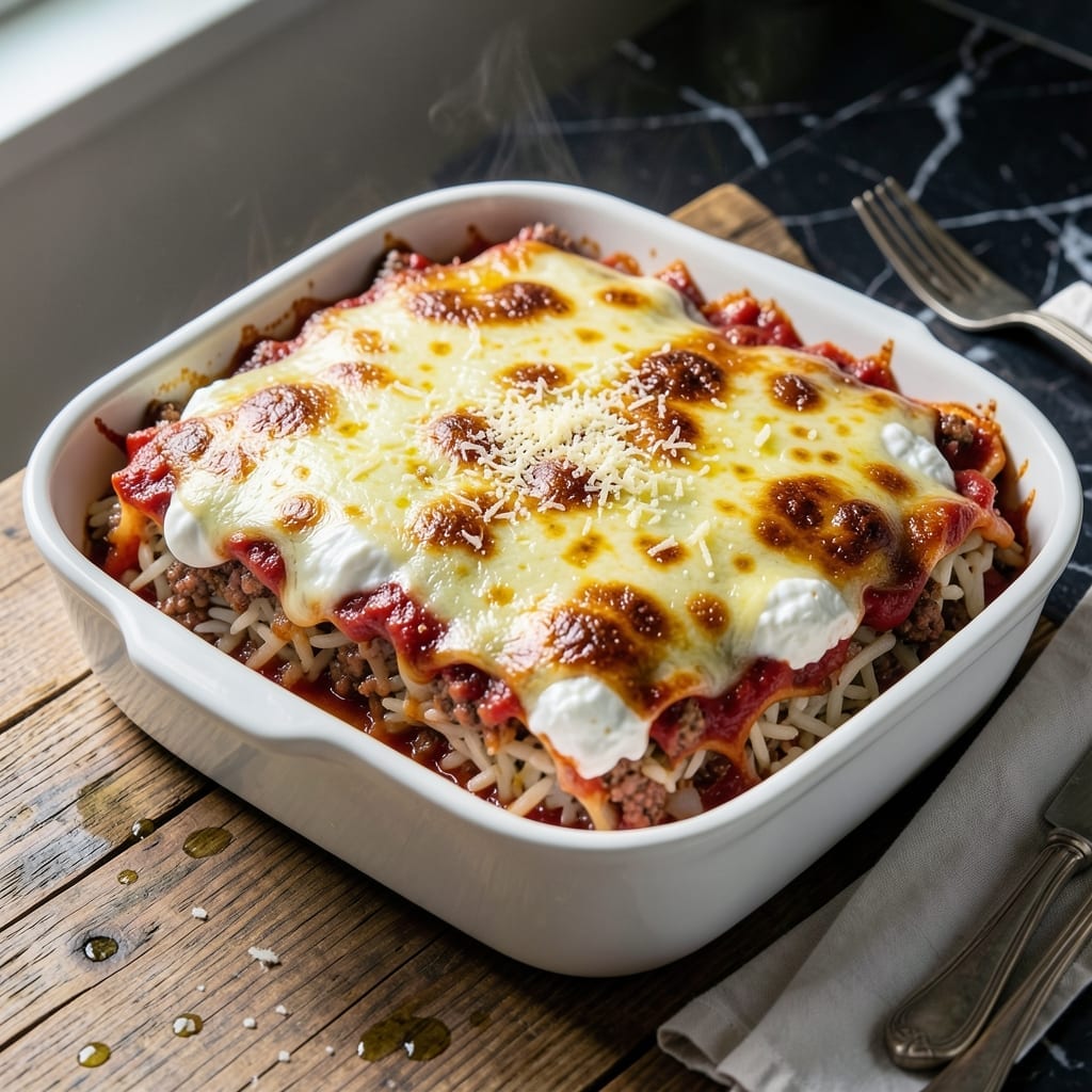 Rice Lasagna Recipe: Layered Cheesy Comfort Without the Pasta Rice Lasagna Recipe: Layered Cheesy Comfort Without the Pasta