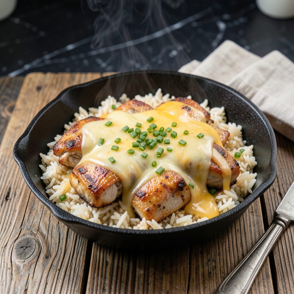 Cheesy Chicken and Rice Skillet Recipe: One-Pan Melty Goodness