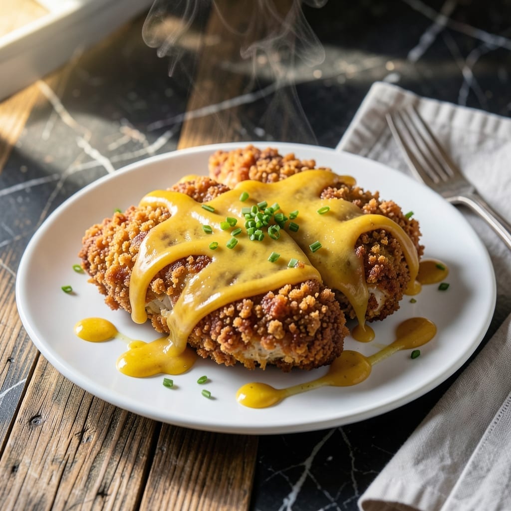 Crispy Cheddar Chicken Recipe: Golden Crust With Melted Cheese Crispy Cheddar Chicken Recipe: Golden Crust With Melted Cheese