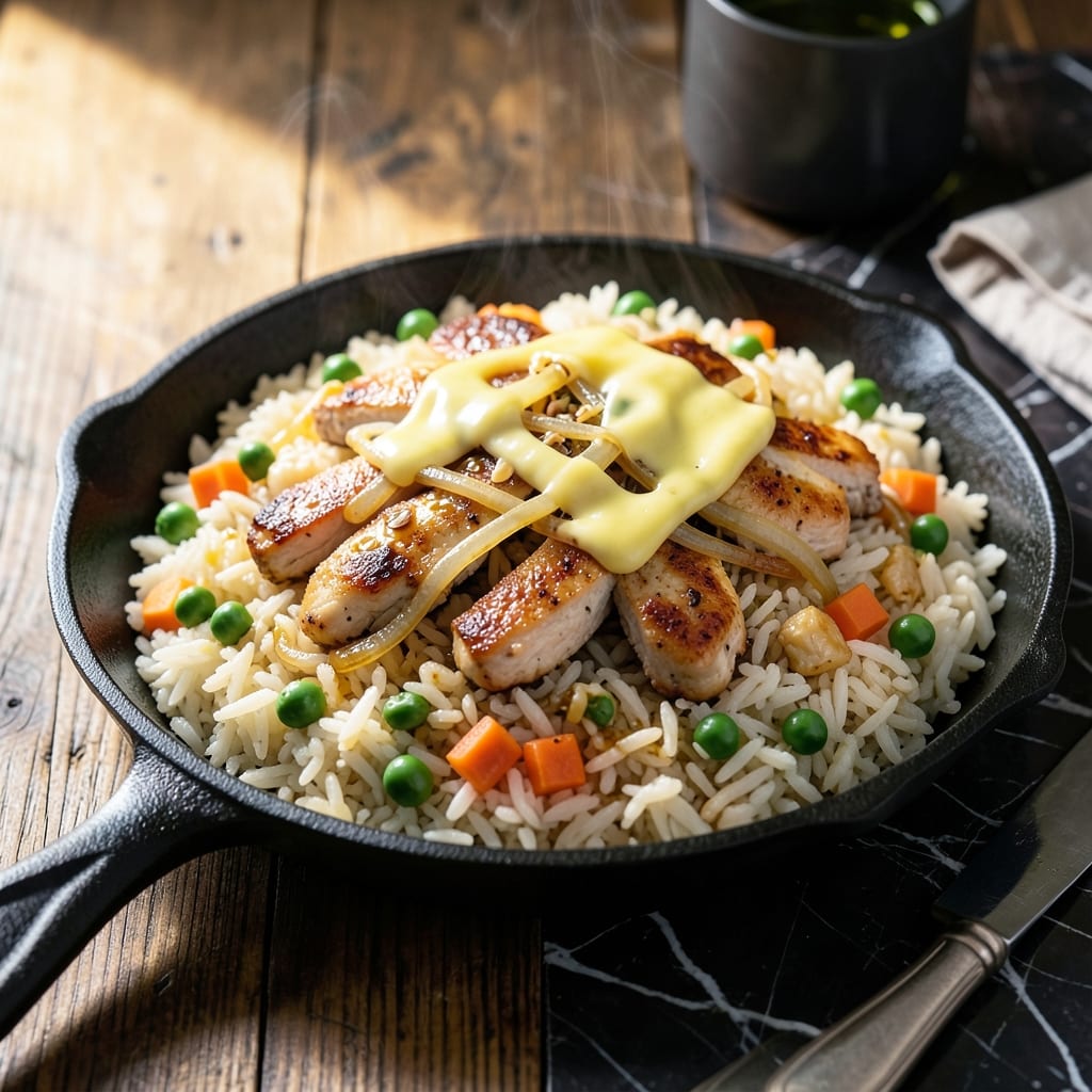 Magic Baked Chicken Fried Rice Recipe: Oven-To-Table Wok-Free Wonder