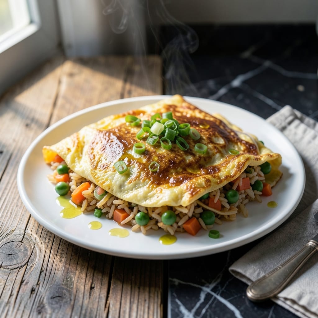 Fried Rice Omelette Recipe: Fluffy Eggs With Savory Wok-Fried Grains Fried Rice Omelette Recipe: Fluffy Eggs With Savory Wok-Fried Grains