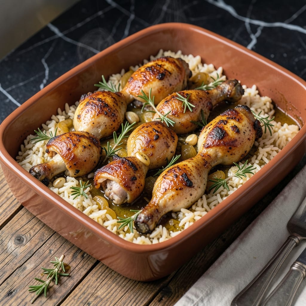 Chicken Drumsticks and Rice Bake Recipe: One-Pan Savory Supper