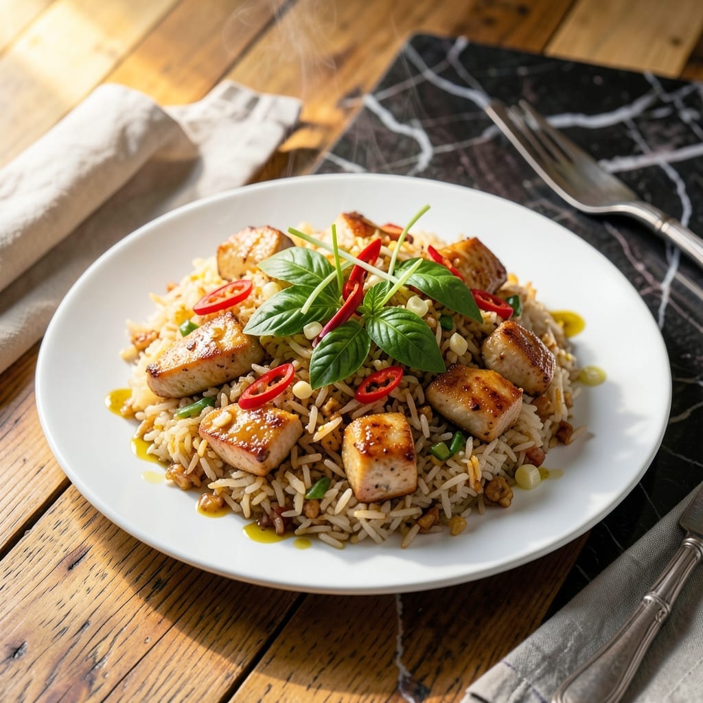 Thai Spicy Basil Chicken Fried Rice Recipe: Street Food Aromas at Home