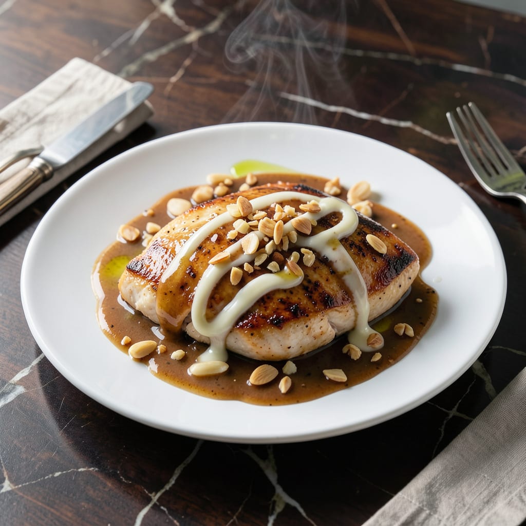 almond boneless chicken sauce recipe illustration with key details