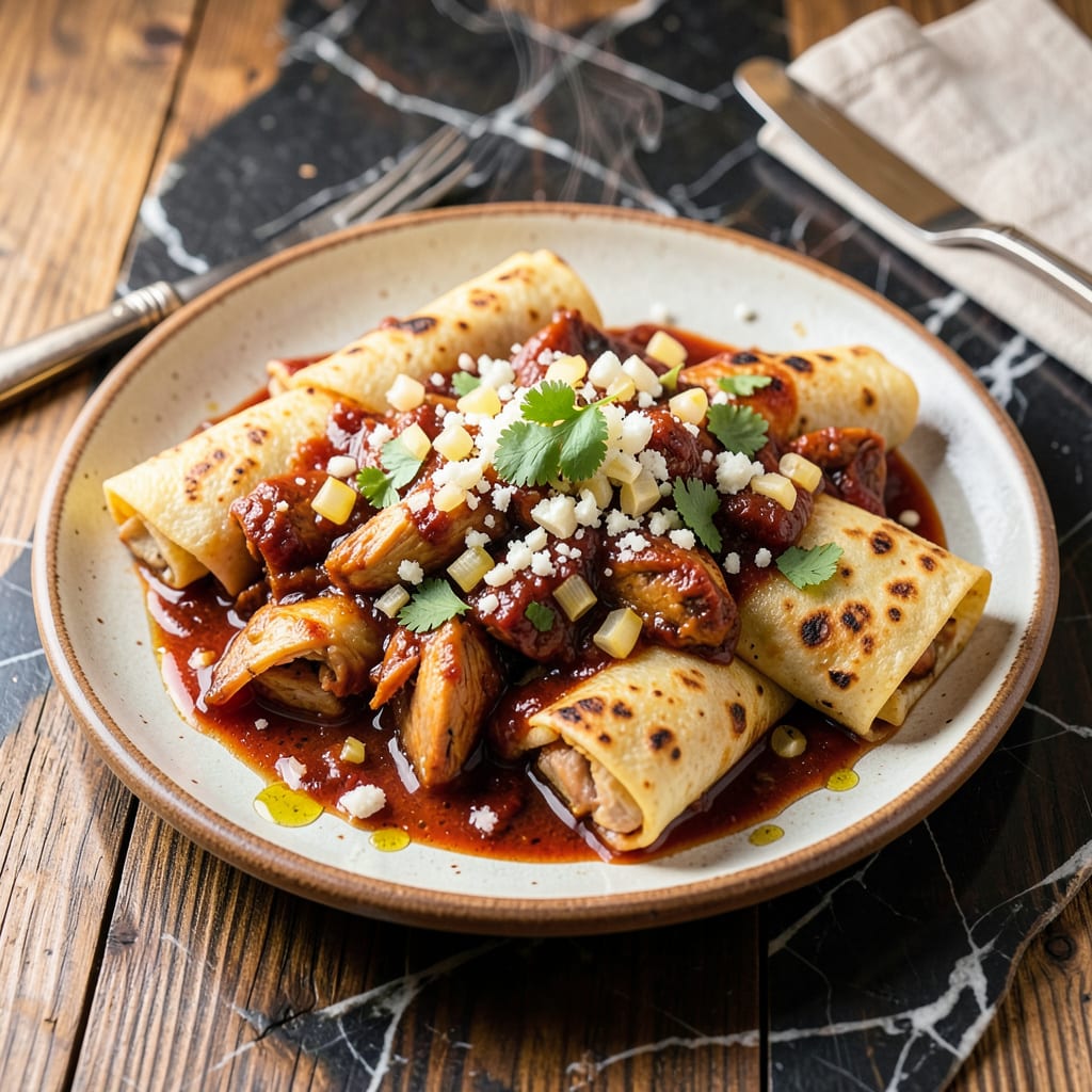 Comprehensive authentic chicken enchilada recipe with red sauce visual reference