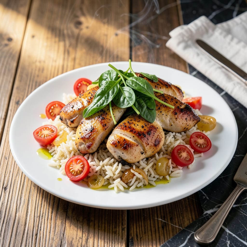 Chicken Spinach Tomato Rice Recipe: Mediterranean One-Pot Meal