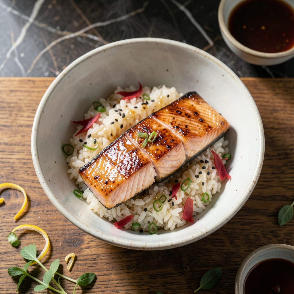 Fish Rice Bowl Recipe: Flaky Salmon Over Nutty Grains Fish Rice Bowl Recipe: Flaky Salmon Over Nutty Grains